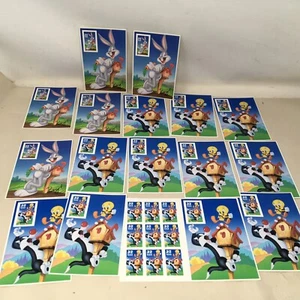 1996 1997 Sylvester & Tweety + Bugs Bunny 32 Cent Stamps With Card Huge Lot - Picture 1 of 9