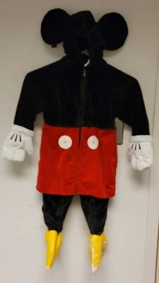 Disney Store Deluxe Mickey Mouse Velour Plush Costume Toddler Baby 18-24 Months - Image 1 of 4