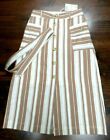 Women's Skirt-Hem & Thread--Small--White & Brown Awning Stripe-Button Front--New