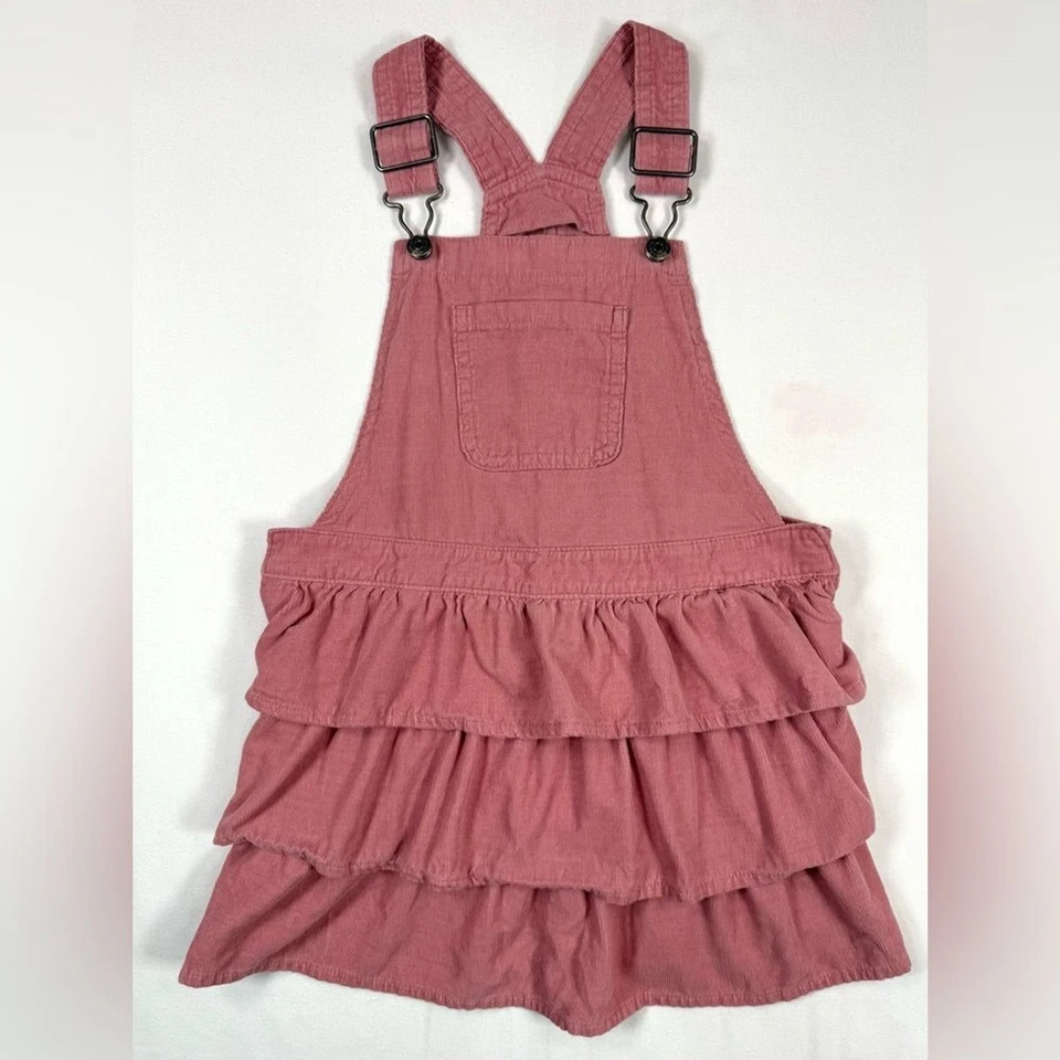 GYMBOREE Girls Corduroy Tiered Overall Dress 5T Dusty Rose Y2K Inspired Cowgirl - Image 1 of 4
