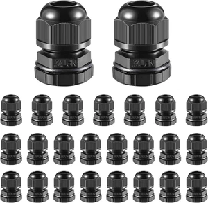 25 Stück 1/2" NPT schwarz Nylon Kabelverschraubung, wasserdicht IP68 verstellbare Kontermutter für - Bild 1 von 6
