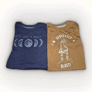Thereabouts 2 Long Sleeve Space Rocket Moon Boys 10/ 12 Husky - Picture 1 of 9