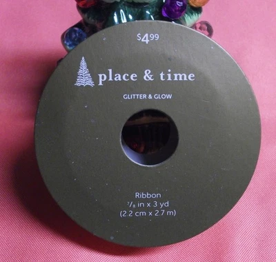 place & time GLITTER & GLOW SILVER AND GOLD Wire Edge Ribbon 7/8 in x 3 yd JOANN - Image 1 of 2