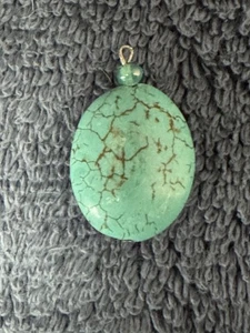 Turquoise Stone Pendant Necklace Rock Round - Picture 1 of 3