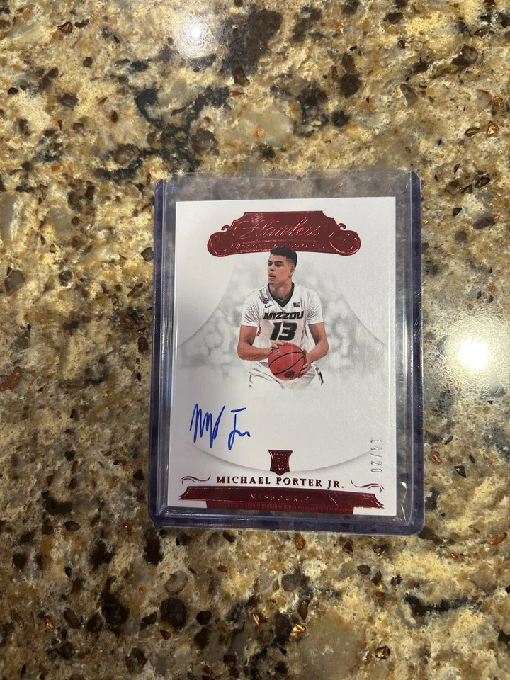 2018/19 Panini Flawless NCAA Red /15 Auto Michael Porter Jr Rookie Nets Nuggets - Image 1 of 1