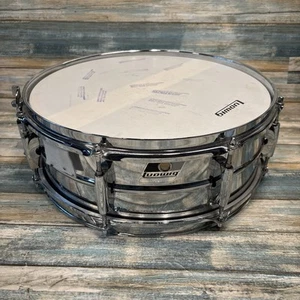 Distintivo Ludwig 14x5 rullante in metallo bianco e nero - spedizione veloce - Foto 1 di 8