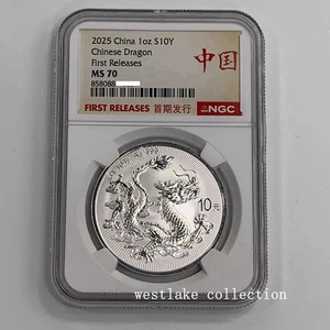 NGC MS70 2025 China 10YUAN Chinese 2025 Dragon BU Silver Coin Chinese Label - Picture 1 of 2