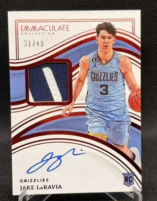2022-23 Panini Immaculate Jake LaRavia #109 RC Rookie Patch Auto RPA /49 - Image 1 of 2
