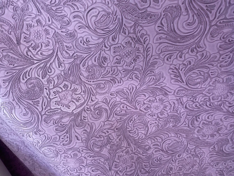 LAVENDER Western Embossed Floral Faux Leather Vinyl Upholstery  - Image 1 of 1