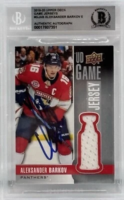 Aleksander Barkov Signed 2019-20 UD Game Jersey BAS Autograph Grade 10 Card - Image 1 of 2