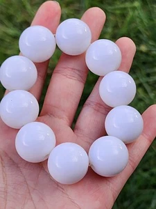 chunky boho big ball White Plastic Lucite Bead stretch fashion Bracelet - Picture 1 of 9