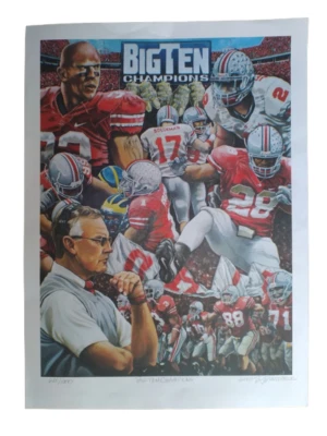 Big 10 OHIO STATE BUCKEYES Artist Lithograph signed / numbered Greg Brodbeck - Image 1 of 4