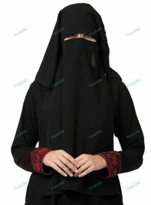 Naqaab Mushkiya Gratis Negro Naqaab para Todo Abaya O Burka para Mujer Y Niña - Imagen 1 de 4