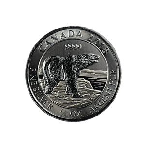 2018 Canada 1/2 .5 oz 9999 Silver Polar Bear BU Brilliant Uncirculated - Picture 1 of 2