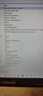 华硕 X551A。 i3 第 3 代 4GB。 500GB HDD. 15.6 英寸 W11.Charger。 很好!! — 第 1/4 张图片