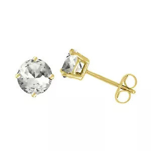 4/5Ct Round Cut Natural White Zircon 14k Yellow Gold Plated Stud Earrings 925 - Picture 1 of 4