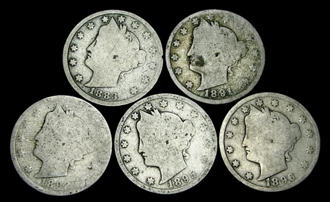 1883+1891+1892+1895+1896 Liberty V Nickels Lot ---- Nice Coin Lot ---- #OH520 Cover