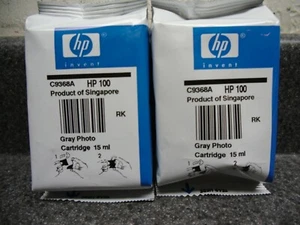 2 cartuchos de tinta originales HP 100 grises para fotos (C9368W) nuevos - Imagen 1 de 1