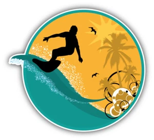 Surfer Silhouette Auto Autoaufkleber Aufkleber - 3" oder 5" - Bild 1 von 1