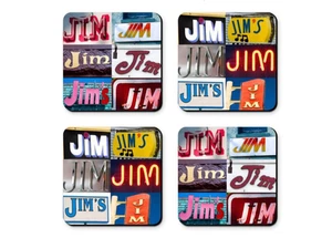Posavasos personalizados con el nombre JIM en fotos de letreros - Juego de 4 - Imagen 1 de 1