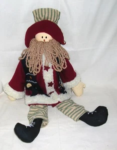 Figura de muñeca de Papá Noel de peluche de tela de arte popular vintage - Imagen 1 de 5