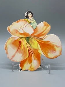 Vintage Art Deco Bridge Tally Flapper Floral Dress, Orange, Unused Buzza, 1920's - Picture 1 of 2