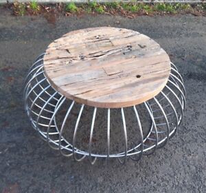  Industrial Coffee Table Reclaimed Wood Steel Stunning Table 60cm