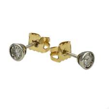 9ct Yellow & White Gold Diamond Stud Earrings - 0.12ct