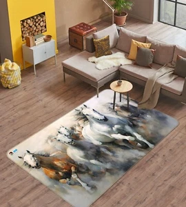 3D Ölgemälde Pferd Q091 Spiel Rutschfest Matte Elegant Foto Teppich Panda - Bild 1 von 5