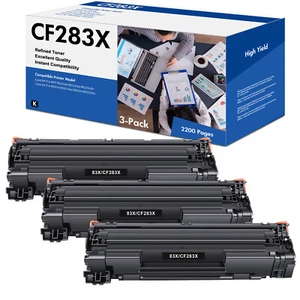 3PK Black CF283X Toner Cartridge for HP LaserJet Pro MFP M225dn M225dw M202dw - Picture 1 of 8