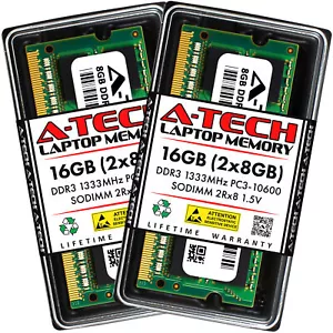 16GB KIT (2 x 8GB) SODIMM DDR3 NON-ECC PC3-10600 1333MHz DDR-3 RAM Memory Sticks - Picture 1 of 7