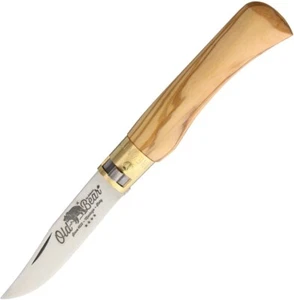 Old Bear Small Folding Knife 2.75" 420 Steel Blade Olive Wood Handle 930717LU - Picture 1 of 1