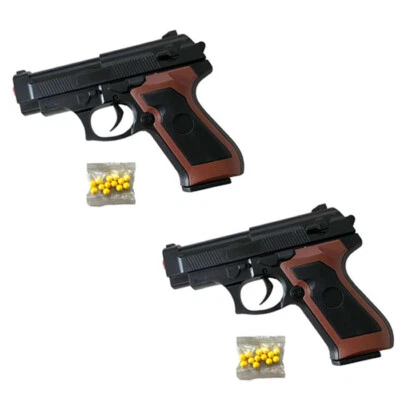 Pistola Giocattolo spara Pallini 6mm 2 pezzi gioco bambini 8+ in plastica nero