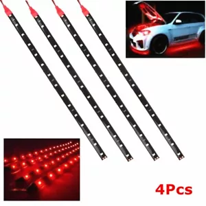 4Pcs Waterproof Red Lights 12V Car Home 15 LED 3528 SMD IP65 Flexible Strip 30cm - Picture 1 of 11