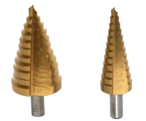 2 PC STEP DRILL BITS SET 23 SIZES 13/16" TO 1-3/8" TITANIUM NITRIDE COATED POWER - Picture 1 of 1