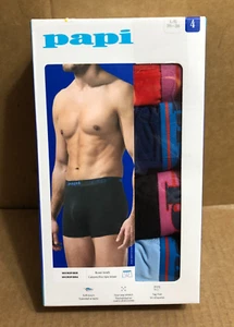 Papi 4 Pack L/G 36-38 Microfiber Boxer Briefs Soft Touch Stretch R/BL/BK/SBL ** - Picture 1 of 3