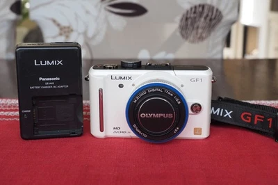 Panasonic LUMIX DMC-GF1 White Camera + Olympus 17mm f2.8 Pancake Lens - Image 1 of 4