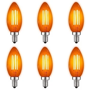 Luxrite E12 LED Filament Orange Light Bulb, 4.5W=40W, UL, E12 Base 6 Pack - Picture 1 of 7