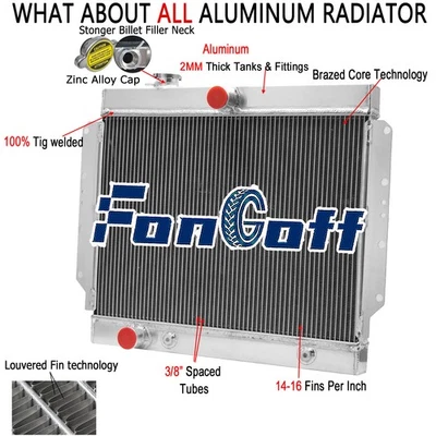 Fit 1959-1960 Cadillac DeVille Eldorado 6.4L V8 3-Row Aluminum Radiator UPGRADED - Image 1 of 4