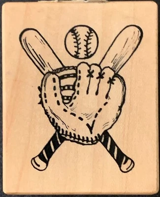 PSX C-1065 Bat Ball Glove Baseball Rubber Stamp - Image 1 of 3