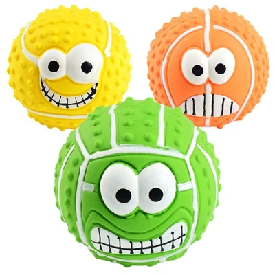 Dog Ball Toys Squeaky Latex Face Balls for Dogs Funny Bouncy Chewing Faceballs - Image 1 of 4