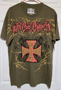 West Coast Choppers T-Shirt Herren Größe Large Armeegrün NEU Neu mit Etikett große Grafik - Bild 1 von 4