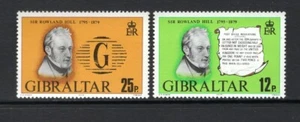Gibraltar 1979 Rowland Hill, creador del franqueo de centavos montado sin montar o nunca montado SC 378-81 SG 416-19 - Imagen 1 de 2