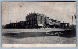 Corner Of Main And Barron Street Eaton, Ohio c1908 - Imagen 1 de 2
