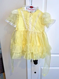 Vintage Sears Walt Disney Winnie the Pooh Yellow Girls Lace Dress Size 5 (USA) - Picture 1 of 12