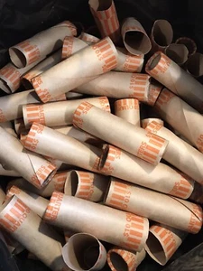 100 Rolls Preformed Coin Wrappers Paper Tubes For Quarter  (Holds $ 10 Each) - Picture 1 of 1