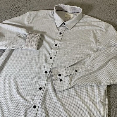 CON.STRUCT 4-Way Stretch Shirt Mens 2XL Button Up Blue Micro Dot Flip Cuff XXL - Image 1 of 4