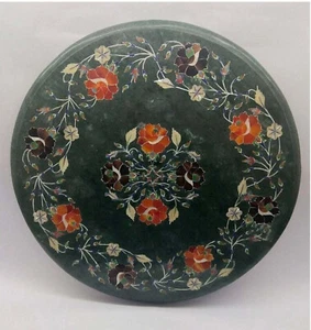24" Green Marble Coffee Table Top Luxury Multi Stones Floral Inlay Art Home Deco - Picture 1 of 9