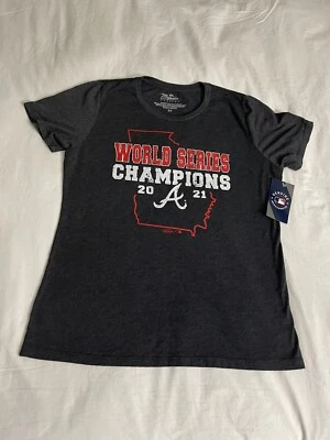 Women's Majestic Threads Navy Atlanta Braves 2021 World Series Champions Roster - Image 1 of 4