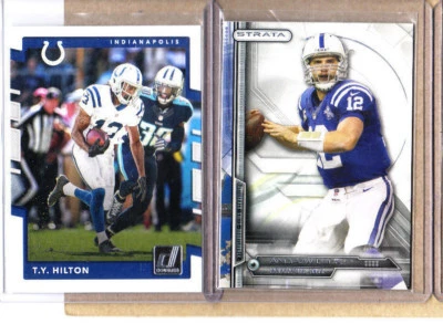Colts-2 Card Lot-Andrew Luck 2014 Topps STRATA+T.Y. Hilton 2017 Donruss-Mint - Image 1 of 2